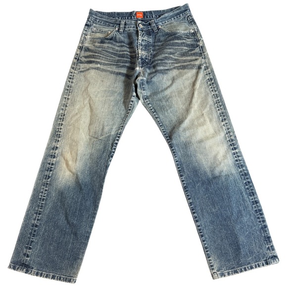 Hugo Boss Orange Vintage Button fly Jeans HB1 Distressed 32x31 Western Cowboy - Picture 1 of 5